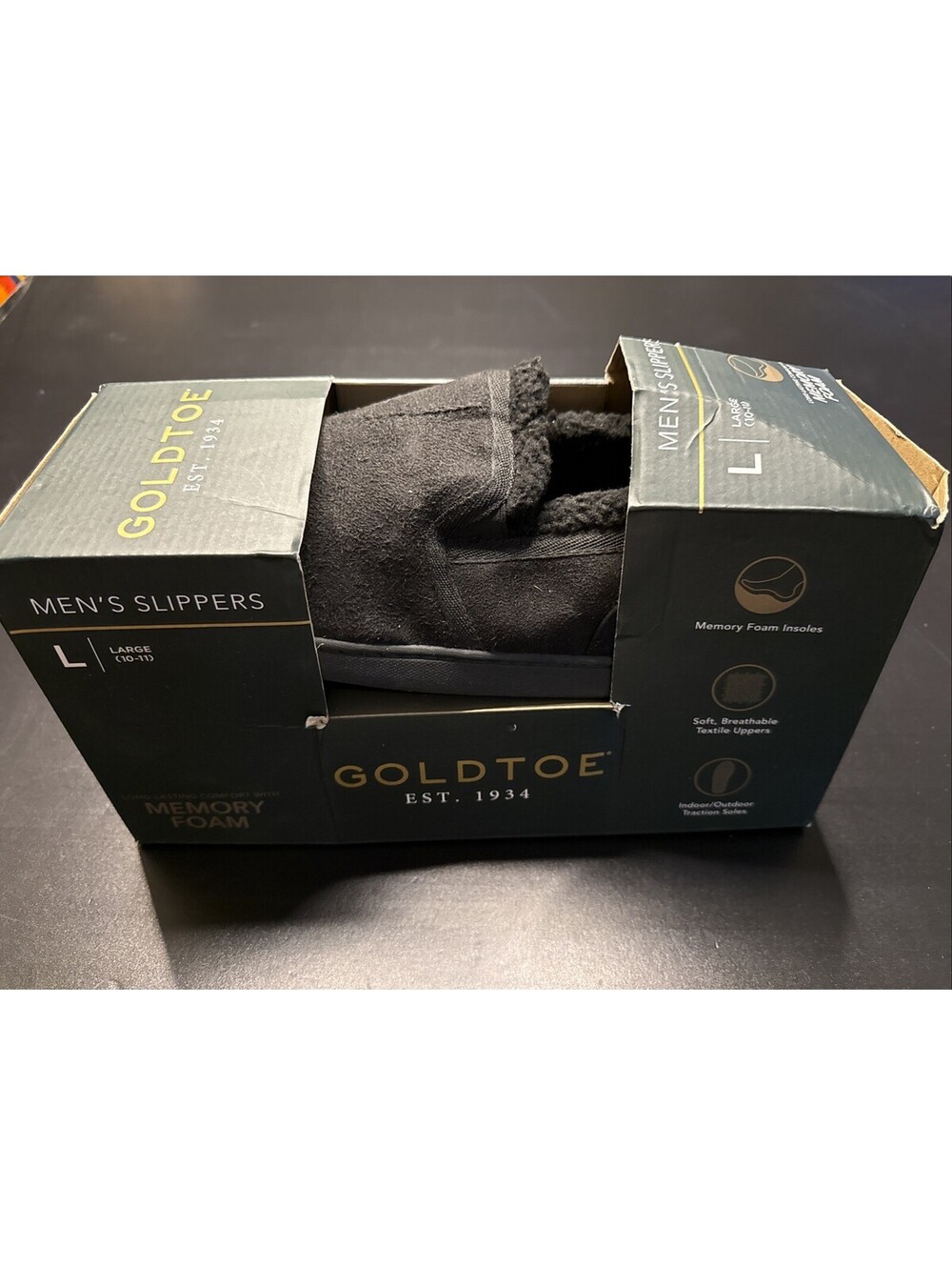 Gold Toe Men's Slippers Memory Foam Size Large 10-11 New